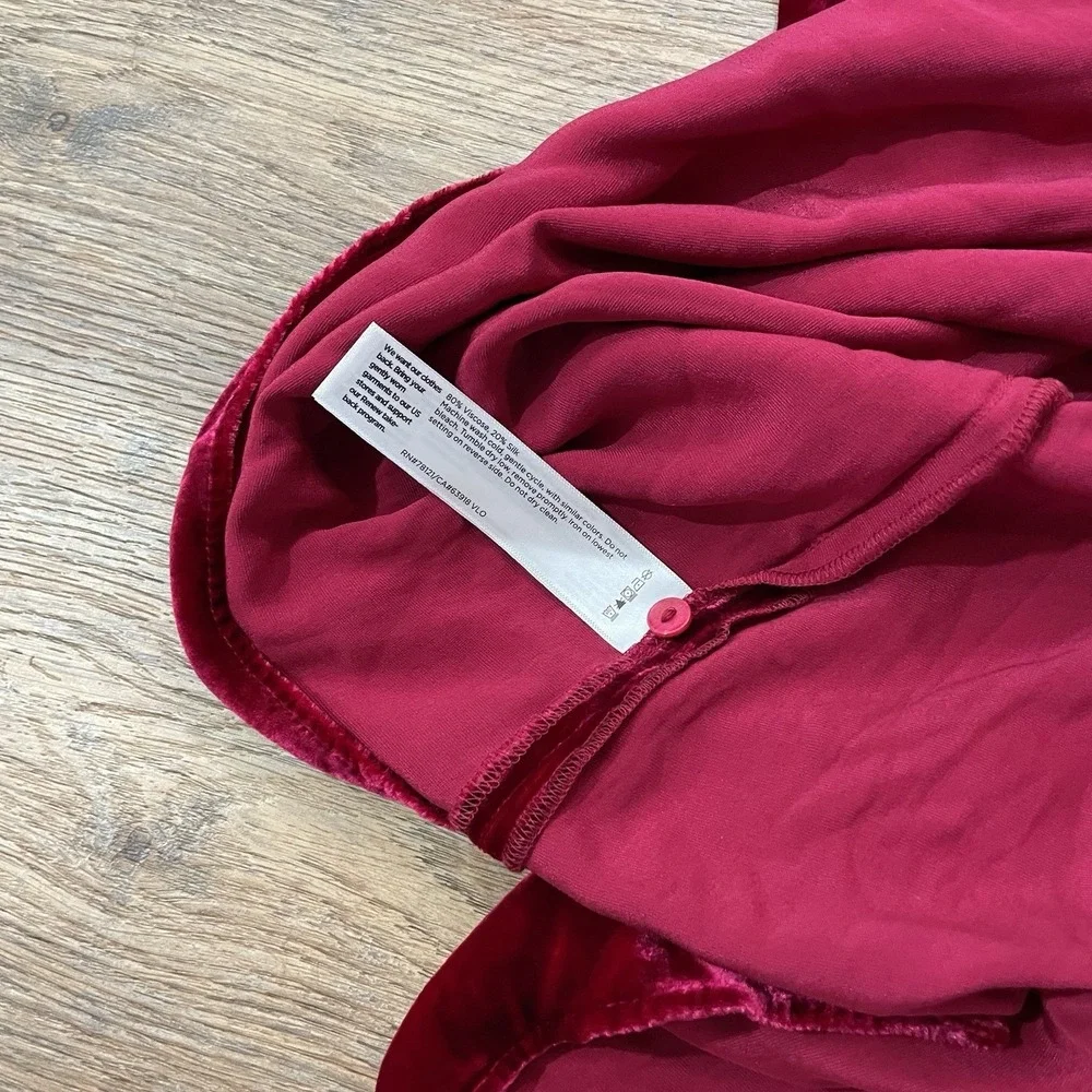 NWT Eileen Fisher Red Velvet Dress Women Sz M Formal Fancy Holiday